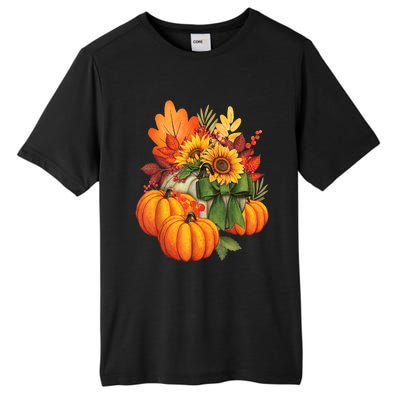 Thanksgiving Pumpkin Sunflower Fall Autumn Holiday Tall Fusion ChromaSoft Performance T-Shirt