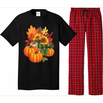 Thanksgiving Pumpkin Sunflower Fall Autumn Holiday Pajama Set