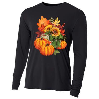 Thanksgiving Pumpkin Sunflower Fall Autumn Holiday Cooling Performance Long Sleeve Crew