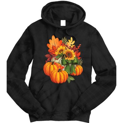 Thanksgiving Pumpkin Sunflower Fall Autumn Holiday Tie Dye Hoodie