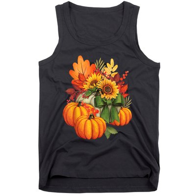 Thanksgiving Pumpkin Sunflower Fall Autumn Holiday Tank Top