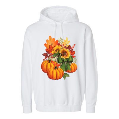 Thanksgiving Pumpkin Sunflower Fall Autumn Holiday Garment-Dyed Fleece Hoodie