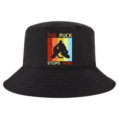 The Puck Stops Here Funny Hockey Goalie Cool Comfort Performance Bucket Hat