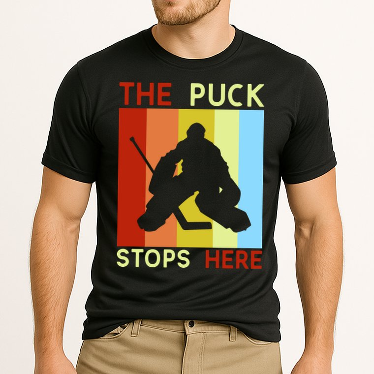 The Puck Stops Here Funny Hockey Goalie Cooling Performance Crew T-Shirt
