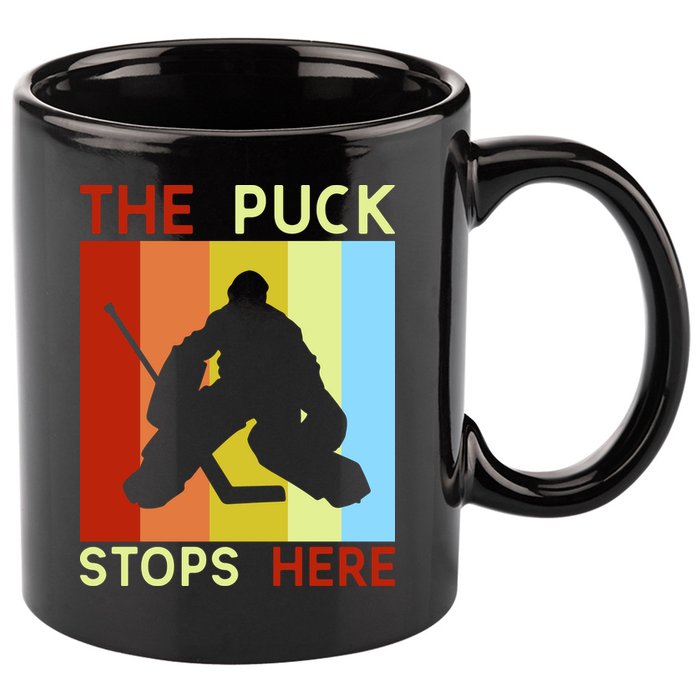 The Puck Stops Here Funny Hockey Goalie 11oz C Handle Ceramic Mug