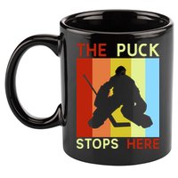 The Puck Stops Here Funny Hockey Goalie 11oz C Handle Ceramic Mug