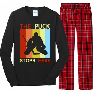 The Puck Stops Here Funny Hockey Goalie Long Sleeve Pajama Set