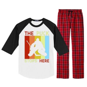 The Puck Stops Here Funny Hockey Goalie Raglan Sleeve Pajama Set