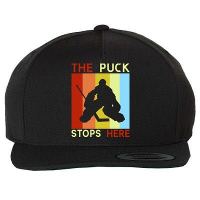 The Puck Stops Here Funny Hockey Goalie Wool Snapback Cap