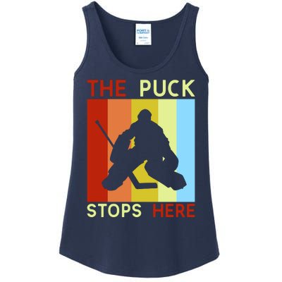 The Puck Stops Here Funny Hockey Goalie Ladies Essential Tank