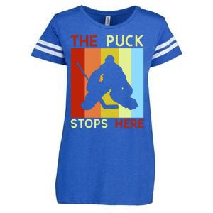 The Puck Stops Here Funny Hockey Goalie Enza Ladies Jersey Football T-Shirt