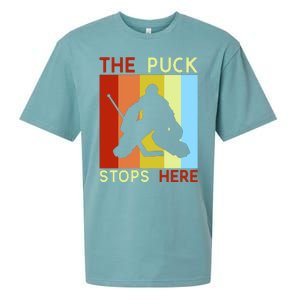 The Puck Stops Here Funny Hockey Goalie Sueded Cloud Jersey T-Shirt