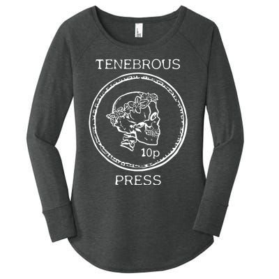 Tenebrous Press Skull & Laurel Straight Cut Hooded Women's Perfect Tri Tunic Long Sleeve Shirt