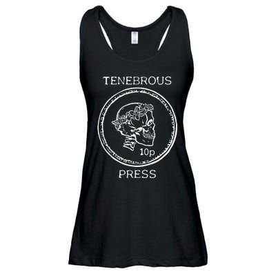 Tenebrous Press Skull & Laurel Straight Cut Hooded Ladies Essential Flowy Tank