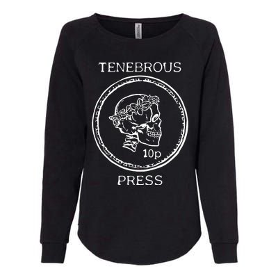 Tenebrous Press Skull & Laurel Straight Cut Hooded Womens California Wash Sweatshirt