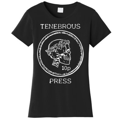 Tenebrous Press Skull & Laurel Straight Cut Hooded Women's T-Shirt