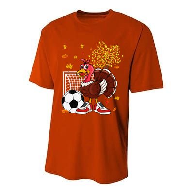 Turkey Playing Soccer Thanksgiving Player Coach Fall Lover Performance Sprint T-Shirt