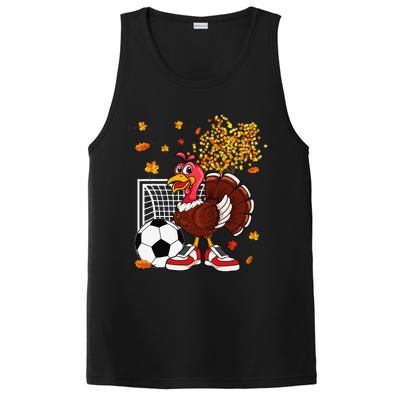 Turkey Playing Soccer Thanksgiving Player Coach Fall Lover PosiCharge Competitor Tank