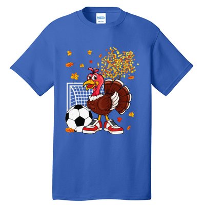 Turkey Playing Soccer Thanksgiving Player Coach Fall Lover Tall T-Shirt