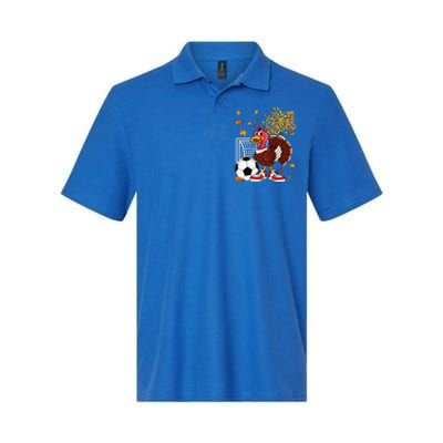 Turkey Playing Soccer Thanksgiving Player Coach Fall Lover Softstyle Adult Sport Polo