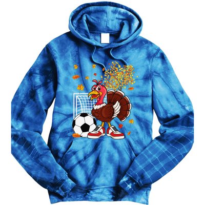 Turkey Playing Soccer Thanksgiving Player Coach Fall Lover Tie Dye Hoodie