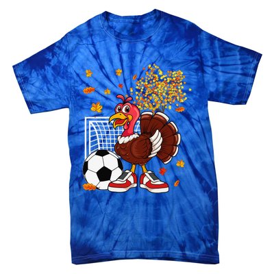 Turkey Playing Soccer Thanksgiving Player Coach Fall Lover Tie-Dye T-Shirt