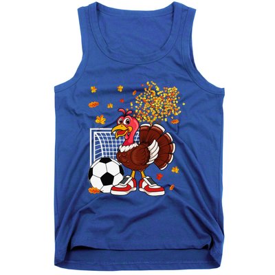 Turkey Playing Soccer Thanksgiving Player Coach Fall Lover Tank Top