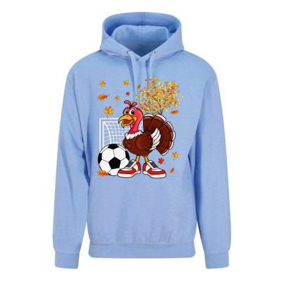 Turkey Playing Soccer Thanksgiving Player Coach Fall Lover Unisex Surf Hoodie