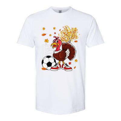 Turkey Playing Soccer Thanksgiving Player Coach Fall Lover Softstyle CVC T-Shirt