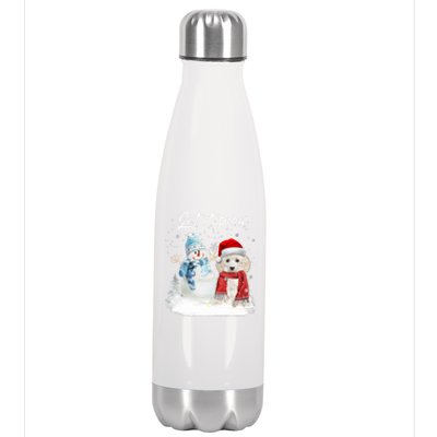 Toy Poodle Santa Dog Christmas Snow Xmas Pajama Gift Stainless Steel Insulated Water Bottle