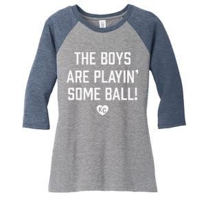 Theare Playing Some Ball S Kc Heart Women's Tri-Blend 3/4-Sleeve Raglan Shirt