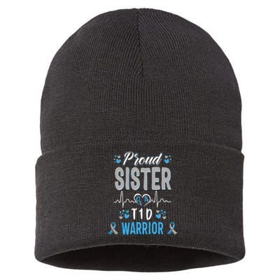 T1D proud sister Diabetes awareness Type 1 Pancreas Insulin Sustainable Knit Beanie