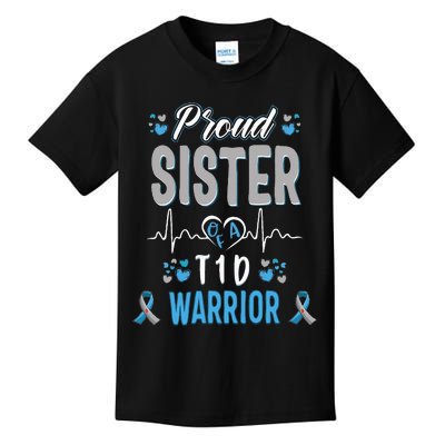 T1D proud sister Diabetes awareness Type 1 Pancreas Insulin Kids T-Shirt