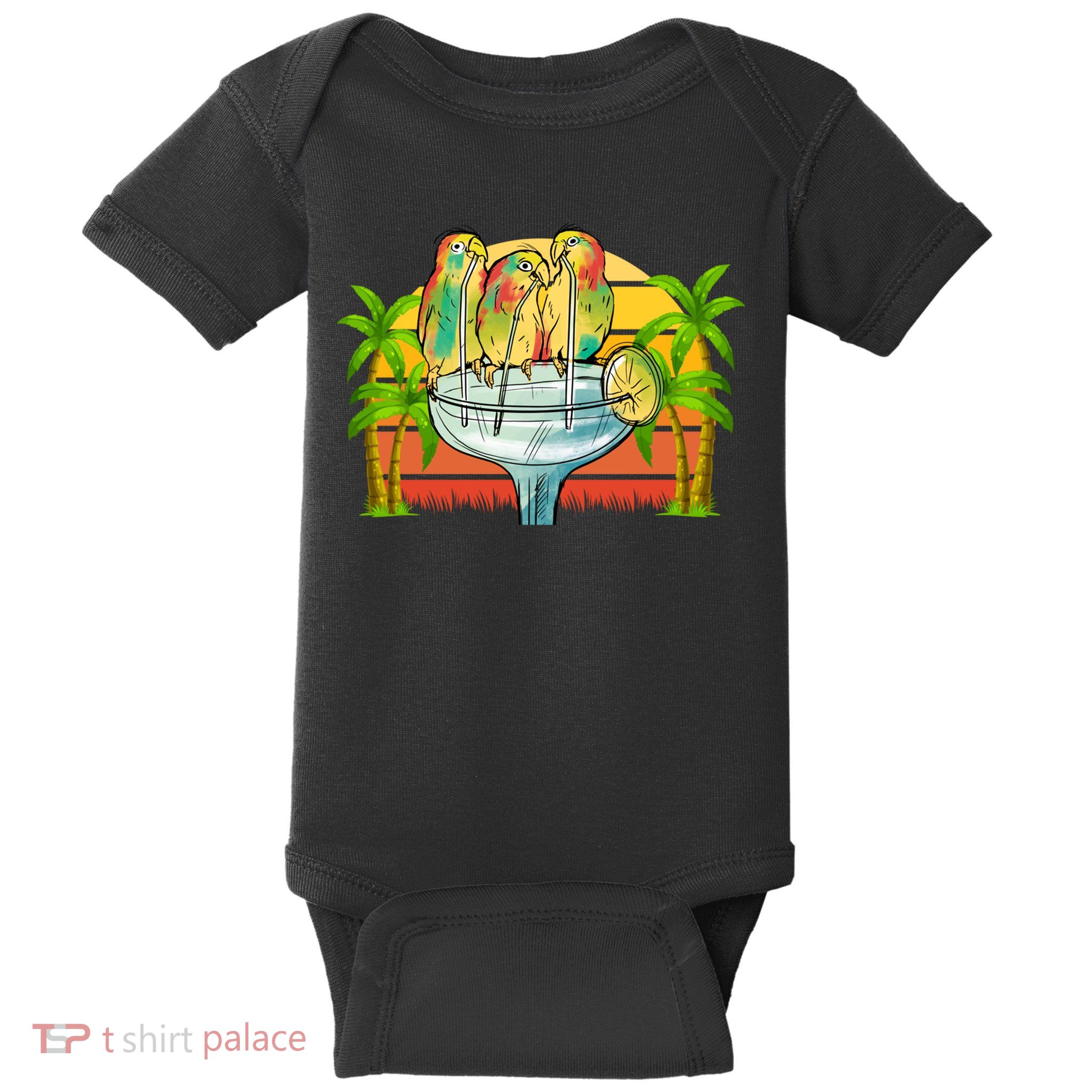 Tequila Parrots Sunset Funny Gift Baby Bodysuit