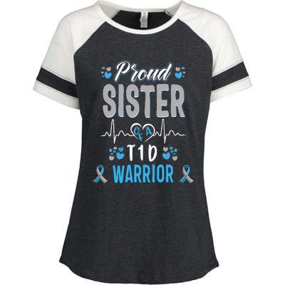 T1D proud sister Diabetes awareness Type 1 Pancreas Insulin Enza Ladies Jersey Colorblock Tee