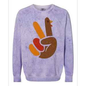 Thanksgiving Peace Sign Handprint Cool Holiday Colorblast Crewneck Sweatshirt