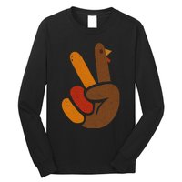 Thanksgiving Peace Sign Handprint Cool Holiday Long Sleeve Shirt