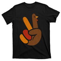 Thanksgiving Peace Sign Handprint Cool Holiday T-Shirt