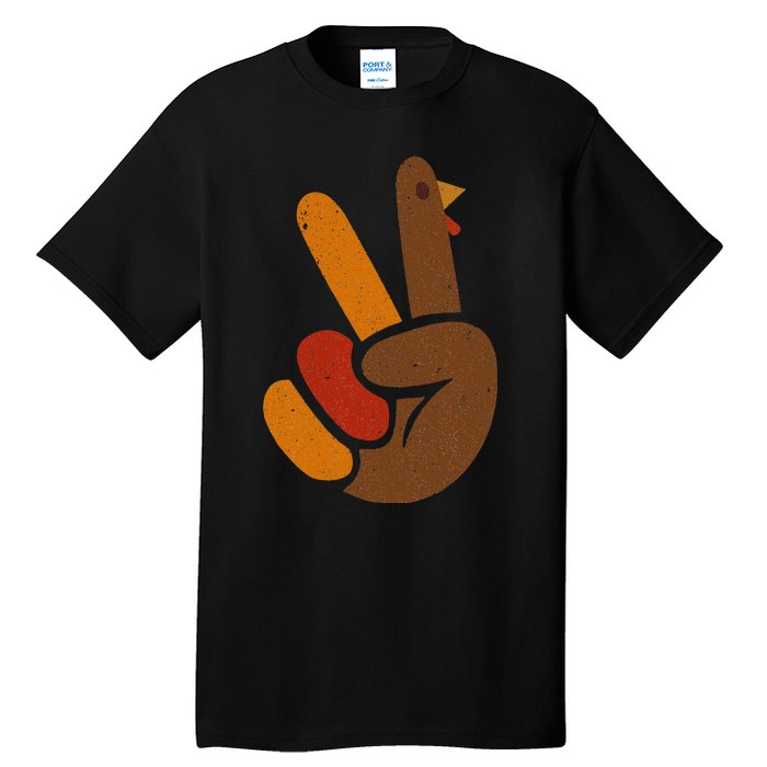 Thanksgiving Peace Sign Handprint Cool Holiday Tall T-Shirt