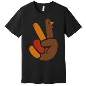 Thanksgiving Peace Sign Handprint Cool Holiday Premium T-Shirt