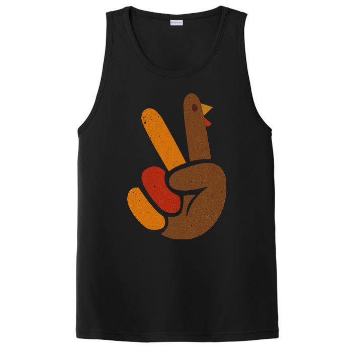 Thanksgiving Peace Sign Handprint Cool Holiday PosiCharge Competitor Tank