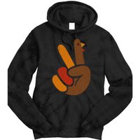 Thanksgiving Peace Sign Handprint Cool Holiday Tie Dye Hoodie