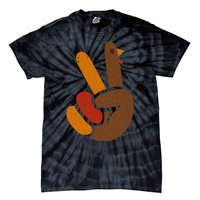 Thanksgiving Peace Sign Handprint Cool Holiday Tie-Dye T-Shirt