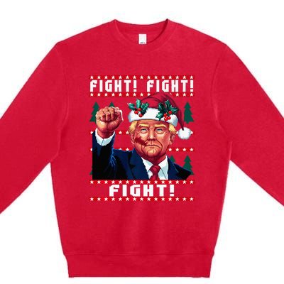 Trump Pa Shooting Rally Fight Fight! Ugly Sweater Christmas Premium= Premium Crewneck Sweatshirt