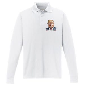 TrumpS Patriotic Spirit I Stand With Trump Performance Long Sleeve Polo