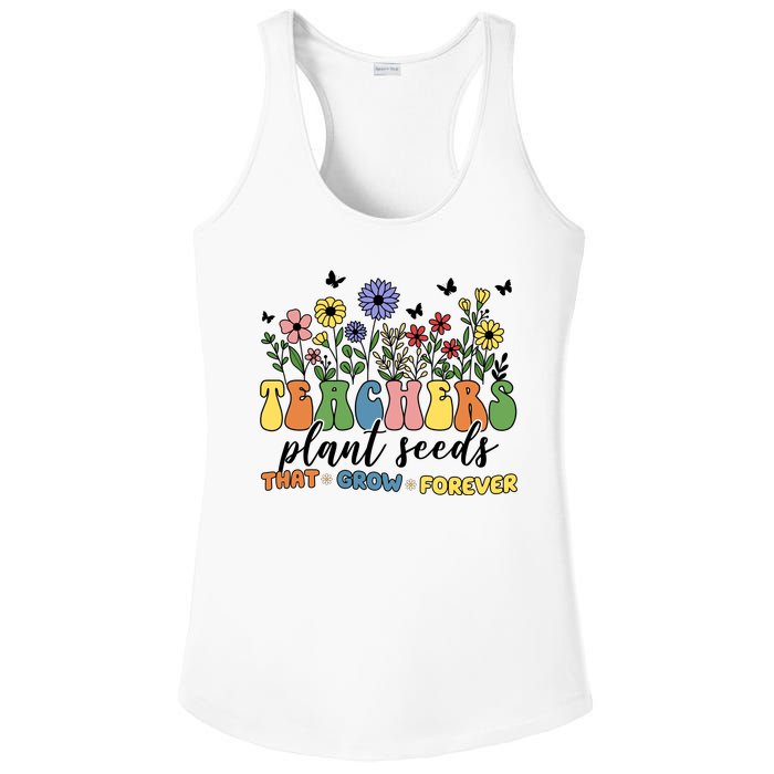 Teachers Plant Seeds That Grow Forever Ladies PosiCharge Competitor Racerback Tank