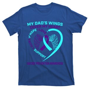 Teal Purple Suicide Prevention Awareness Dad Father Wings Gift T-Shirt