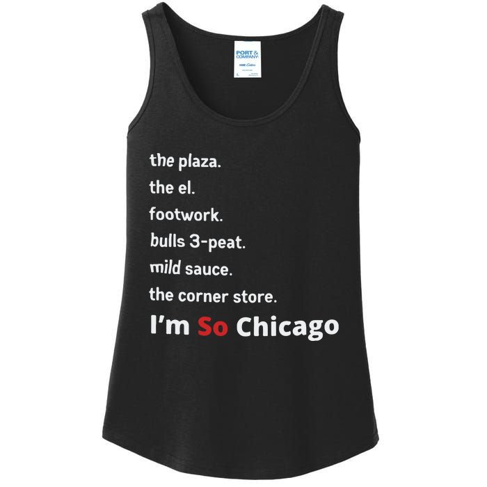 The Plaza The El Footwork Bulls 3peat Mild Sauce The Corner Store I’M So Chicago Ladies Essential Tank