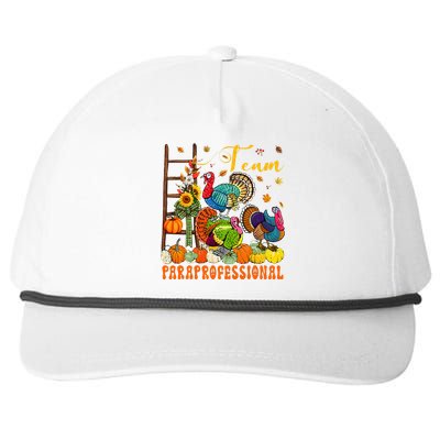 Team Paraprofessional Three Thanksgiving Turkeys Pumpkins Snapback Five-Panel Rope Hat