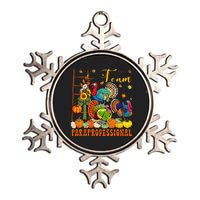 Team Paraprofessional Three Thanksgiving Turkeys Pumpkins Metallic Star Ornament